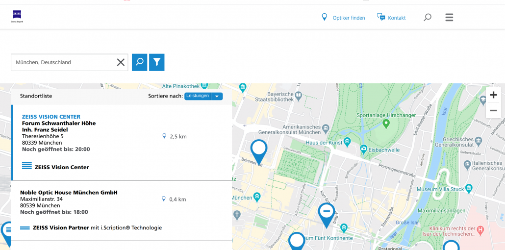 Store Locator Zeiss